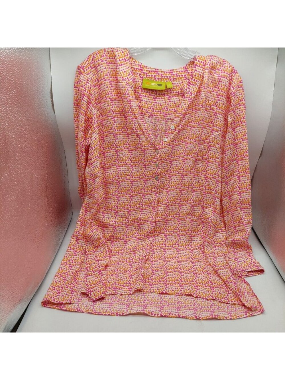 Rock Flower Paper Blouse Womens Size Small Red Pink Orange